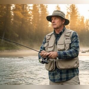 Columbia Tan Fishing Utility Vest 6 Velcro 4 Zip Pockets Size Medium Zip Closure